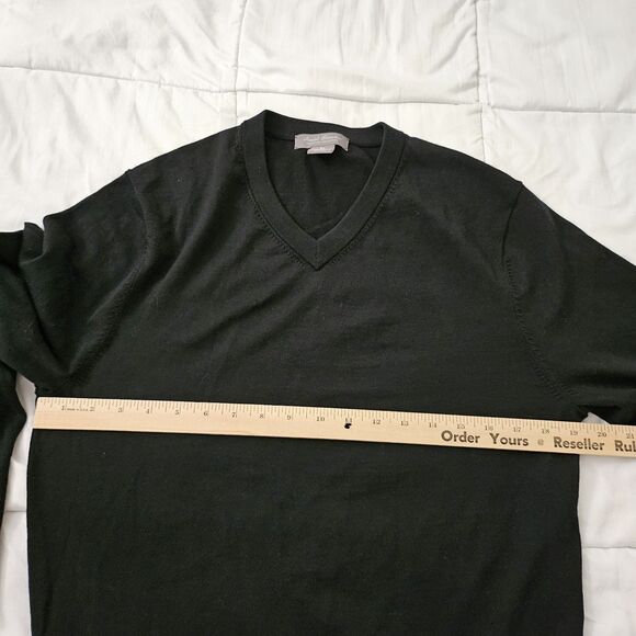 Daniel Cremieux Sweater Men Medium Black Extra Fine Merino Wool V-Neck Pullover - Picture 6 of 8